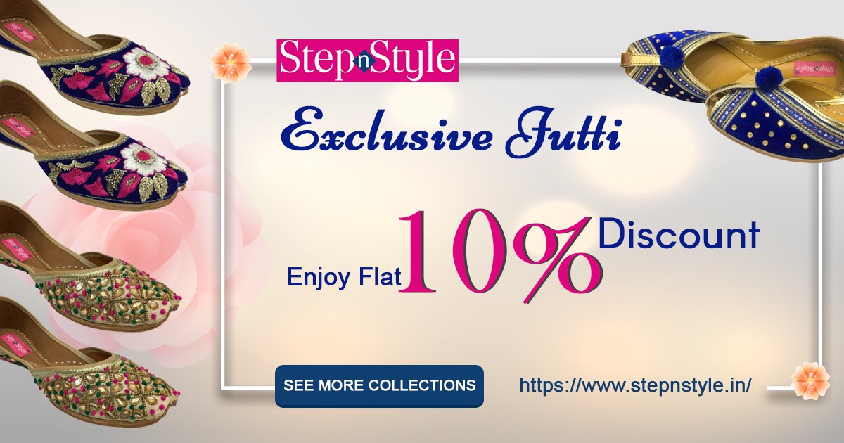 stepnstyleindia's tweet photo. Are You Looking for stylish &amp; trendy Punjabi Jutti Online? Step n Style brings you the latest and wide variety of Punjabi Jutti for men's and women's at best price and Enjoy 10% off on designer Punjabi jutti + Free Shipping.😊
Buy now https://t.co/HsOu0myrPS

#punjabijutti https://t.co/8nAmomRaaF