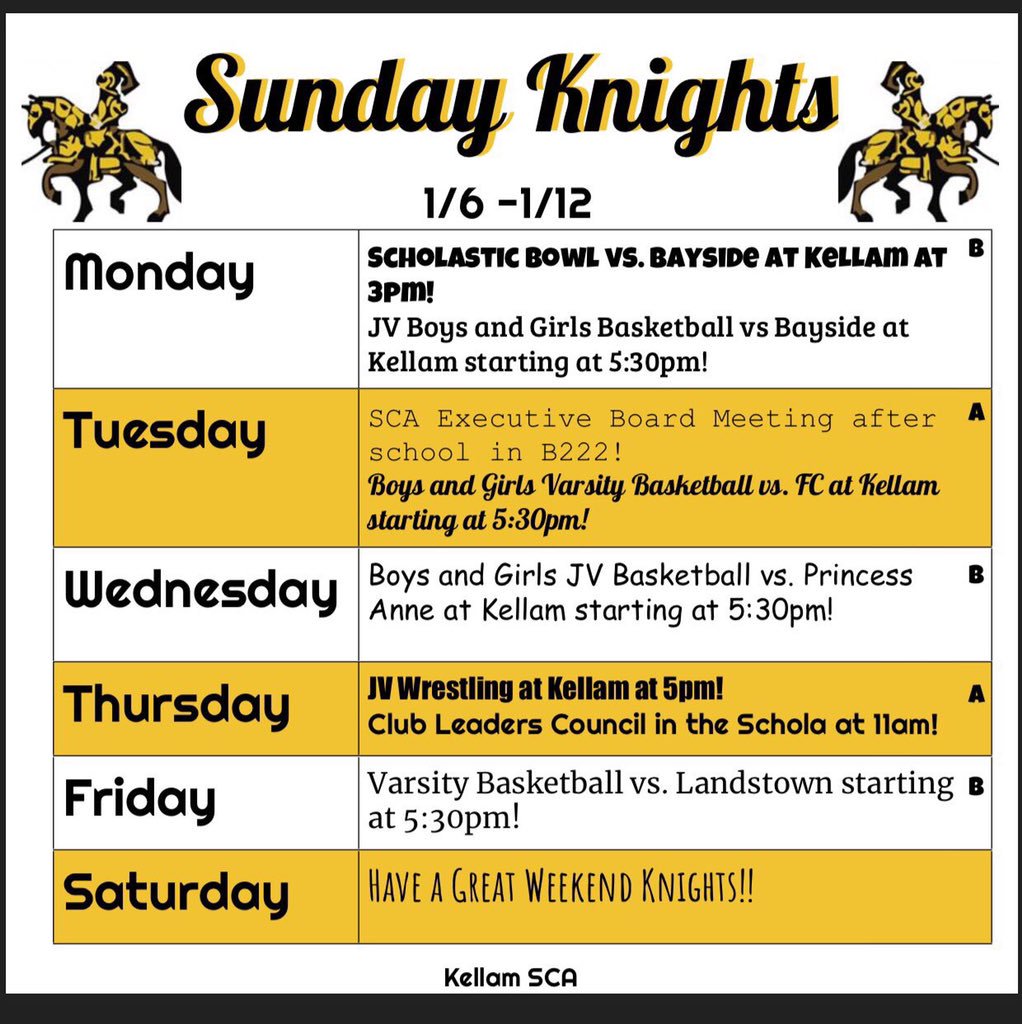 KHS_SCA's tweet image. This Week!! Happy Monday!