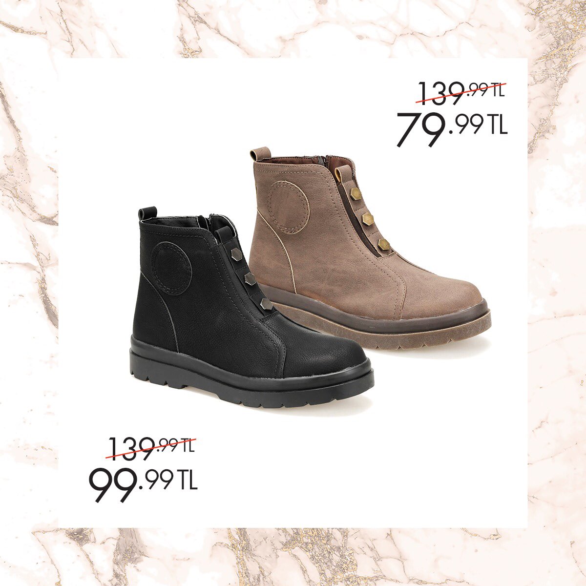 Rahatlığından ve tarzından ödün vermeyenler, Polaris bot modelleri tam size göre! Siyah Kadın Bot 36-40 Numara 99,99 TL 🔎 100341104 http://bit.ly/2Fc6tVC
Kahverengi Kadın Bot 79,99 TL 🔎 100341103 http://bit.ly/2C82SDU
