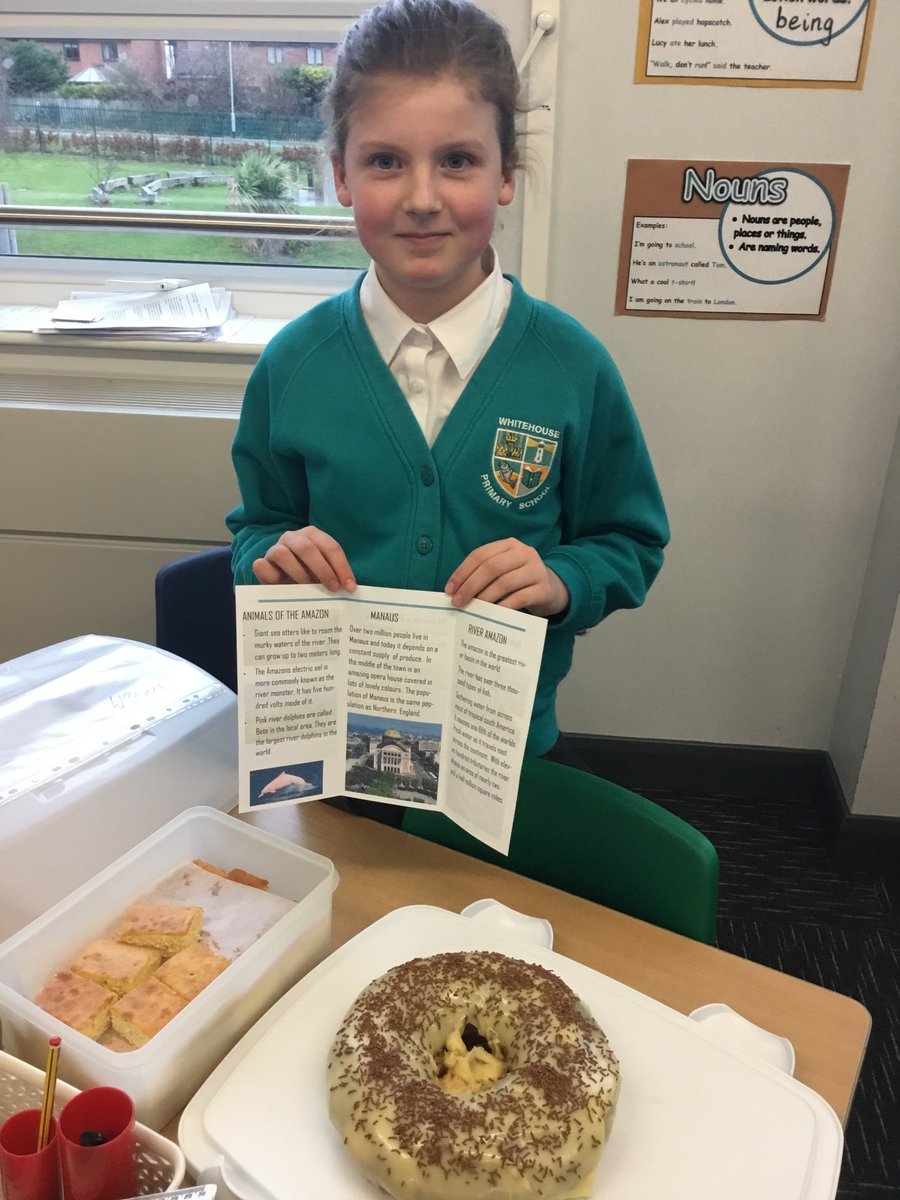 whitehouseps's tweet photo. Lots of delicious looking treats in Year 5 today, some fantastic research and fabulous models all based on The Amazon inspired by our book for #MADDweek ‘Journey to the River Sea’ by @Eveibb https://t.co/N2tf9JtgPU