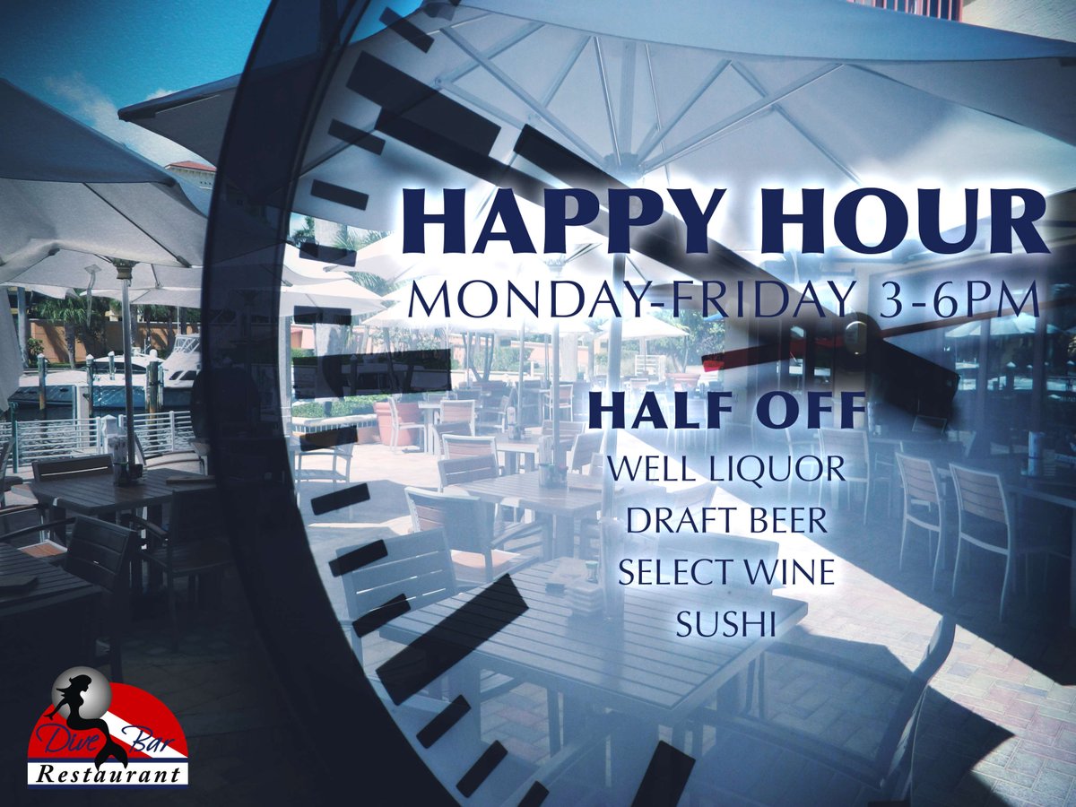 DiveBarJupiter's tweet photo. Don't forget our Happy hour is from 3 - 6pm, Monday through Friday.
Stop by for half off well liquor, draft beer, select wine, sushi and more.
#DiveBarJupiter #HappyHour #DecompressionStop https://t.co/qoZjAC6VcG