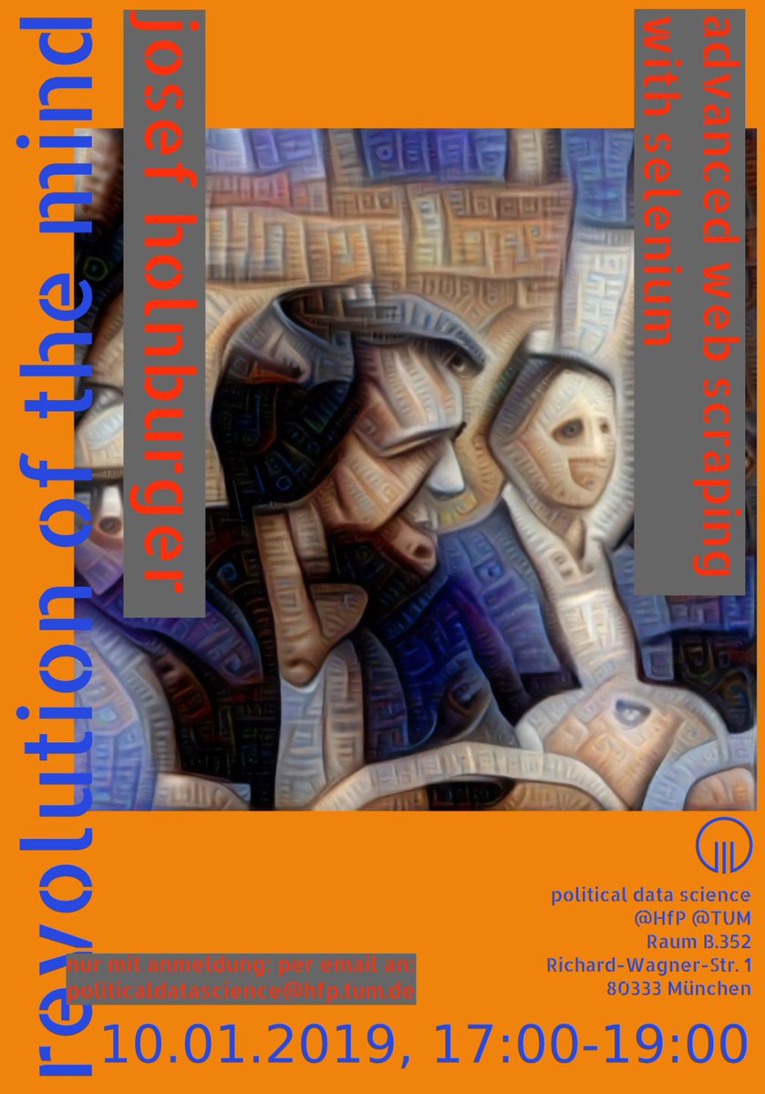 SimonHegelich's tweet image. Am kommenden Donnerstag ist @holnburger zu Gast im #PoliticalDataScience Kolloquium. Es geht um #Webscraping. Anmeldung an politicaldatascience@hfp.tum.de erforderlich!