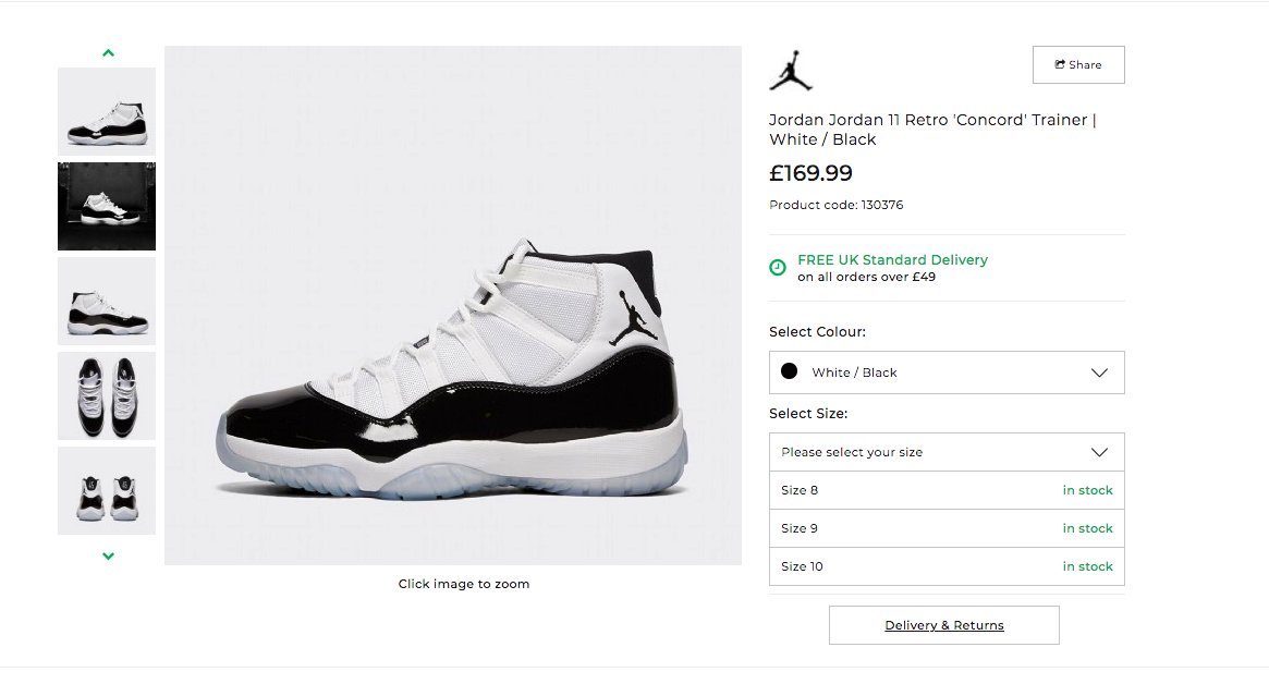 jordan 11 concord footasylum