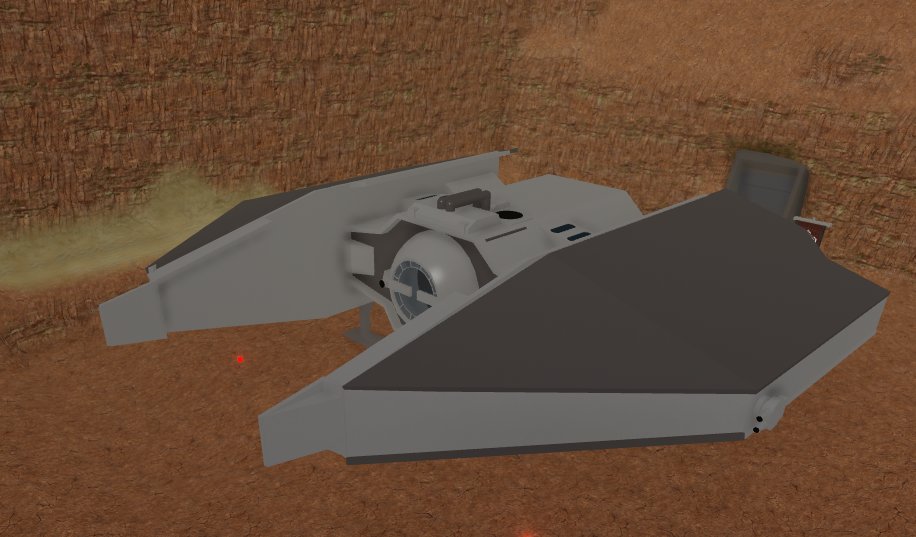 tor_RBX's tweet photo. Lately we have been working on a couple of starships for the group in preparation for full release. The first two images are of a Republic Wanderer-class transport, and the third is of a Sith Fury-class interceptor. #RobloxDev https://t.co/nR7KRGjkES