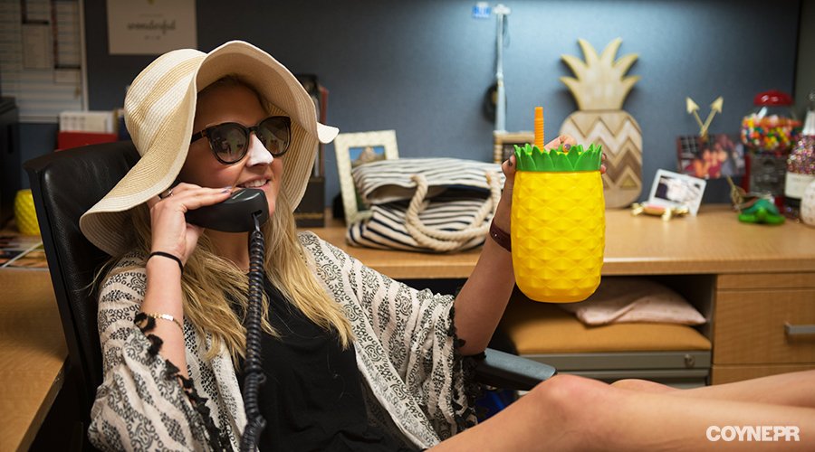 CoynePR's tweet photo. Jealous of your friend with unlimited PTO days this year? @alyschneider digs in on the pros and cons of implementing an unlimited time-off policy in the workplace. https://t.co/rP7eL6sQac https://t.co/bylQYsuky7