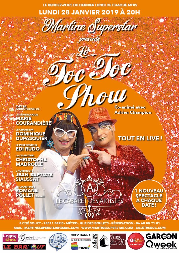 TocTocShow's tweet photo. Prochain Toc-Toc Show 28/1/19
https://t.co/uz5PCf5VxF https://t.co/RSuwRASXM4