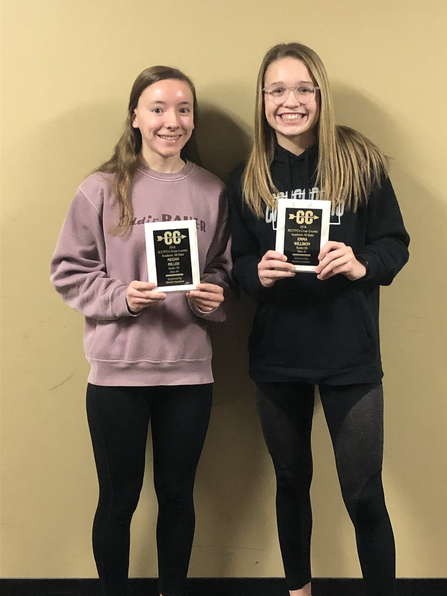 BuhlerXCountry's tweet photo. Congrats to @emmawilli110 and Megan Miller for being honored by @KCCTFCA and Wartick Insurance as Academic All State XC performers this year! #herecomesthereign #studentathlete @BuhlerCrusaders https://t.co/K9zjLZk97L