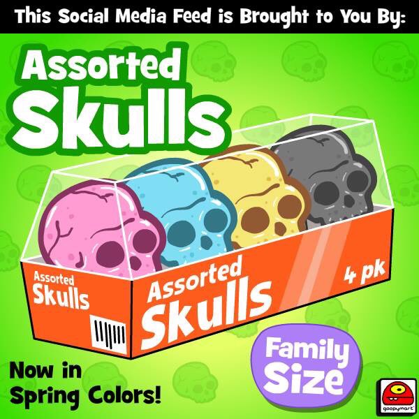 Brought to you by Assorted Skulls 💀💀💀💀 #goopymart #cartoon #cartoony #comic #digitalart #artgram #dailyart #doodle #sketch #illustration #instaartist #fun #funny #art #artist #artistic #creative #creativity #drawing #instaart #color #happy #laugh #artistsoninstagram  #skulls
