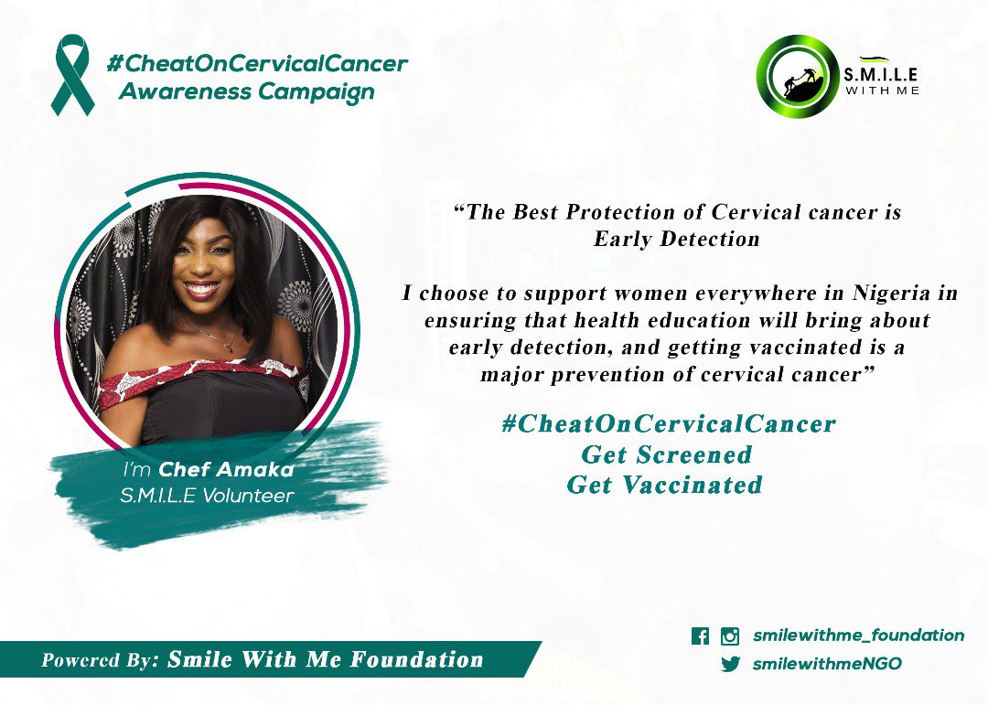 chef_amakaa's tweet image. OK, let&apos;s leave food for now and talk about our health. 
Ladies, Cervical Cancer is Real, and is transmitted through sex and condoms do not prevent it. Lets get checked and Get vaccinated! 

#CheatonCervicalCancer