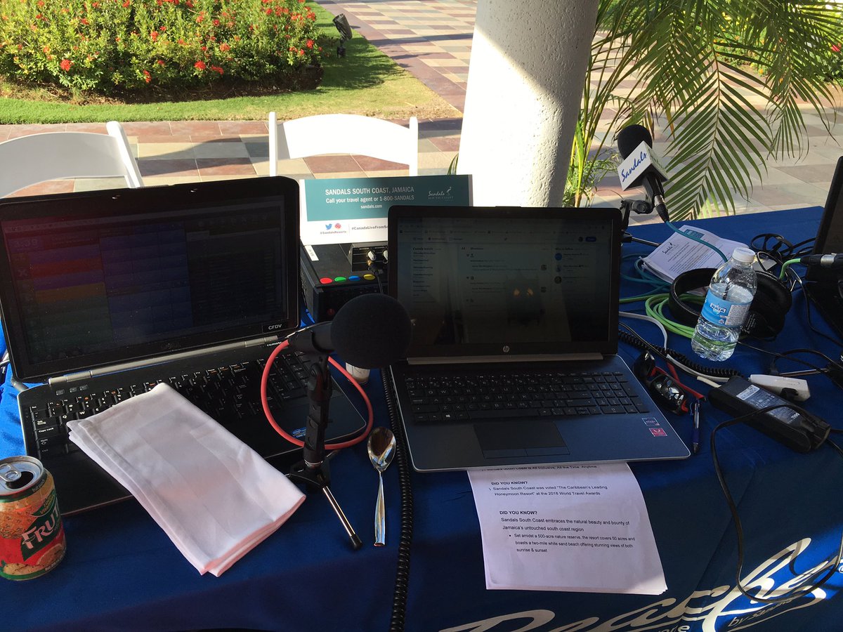 The @BIG105 broadcast set up at @SandalsResorts. #sandalssouthcoast #CanadaLiveFromSandals