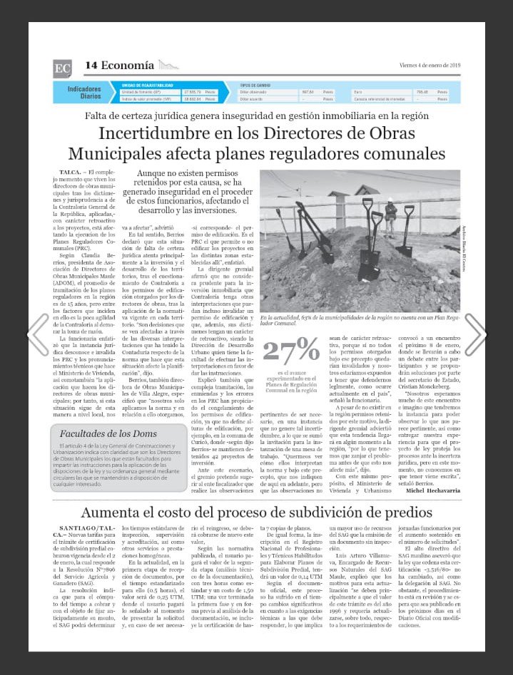 ADOM_CHILE (@adomchile) on Twitter photo La Directora Suplente de Regiones, Claudia Berríos explicó al <a href="/diarioelcentro/">Diario El Centro</a> el panorama que viven las #DOMs del #Maule respecto a la falta de #CertezaJurídica y los problemas que conlleva esta situación.
La nota completa la aquí 👉bit.ly/2FcWSxR
#AdomChile La Directora Suplente de Regiones, Claudia Berríos explicó al <a href="/diarioelcentro/">Diario El Centro</a> el panorama que viven las #DOMs del #Maule respecto a la falta de #CertezaJurídica y los problemas que conlleva esta situación.
La nota completa la aquí 👉bit.ly/2FcWSxR
#AdomChile