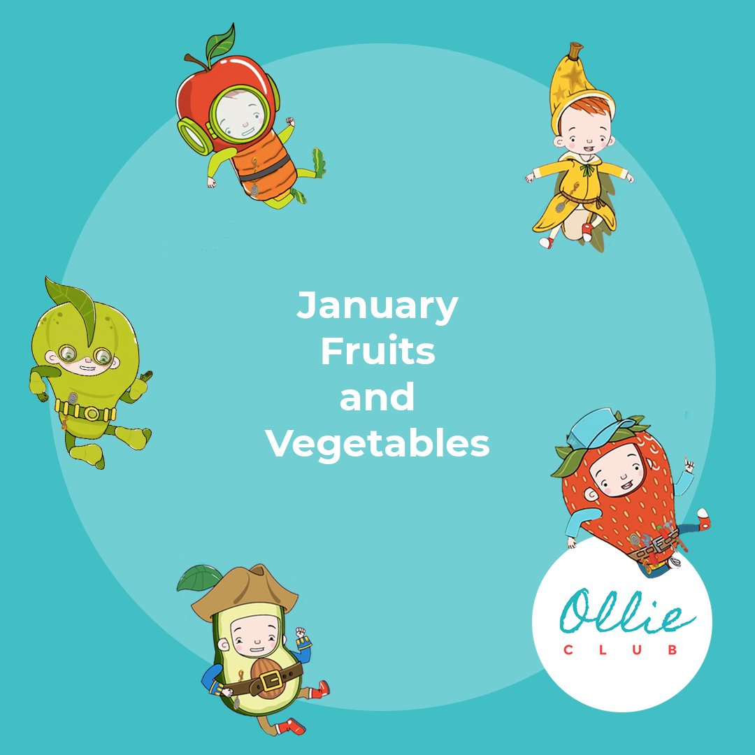 So many yummy fruits and veggies in season during January: avocado, pears, carrots, bananas and strawberries to name a few. For a full list of seasonal produce, we love the handy compilation over at <a href="/produceforkids/">Produce for Kids</a>. See it here --> buff.ly/2FeT4LB