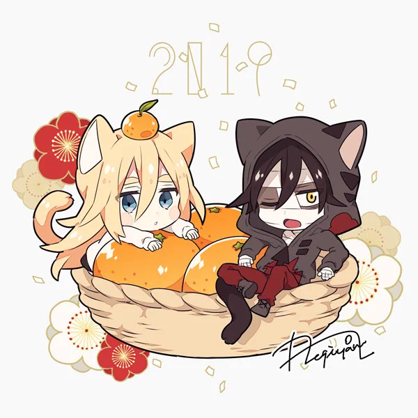 今年もよろしくお願いします🐱🍊
描き初めはやはりこのふたりで! 