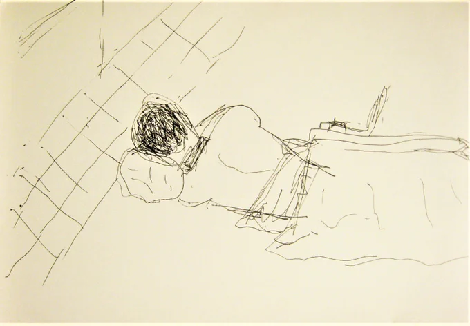 コタツで寝る私 
#作者は病気団 #art #ボールペン画 #artist #絵描きさんと繋がりたい 