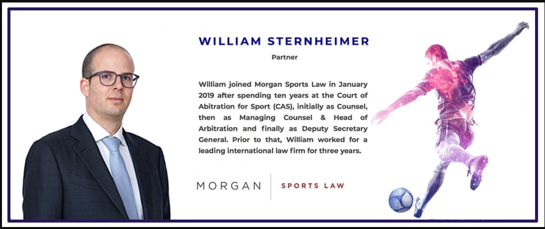 MorganSportsLaw's tweet photo. We’re delighted to announce that William Sternheimer, former Deputy Secretary General of the Court of Arbitration for Sport, has joined Morgan Sports Law and will open the firm's new office in Switzerland. https://t.co/AS3FI2U8QC https://t.co/LzAxNw38EQ