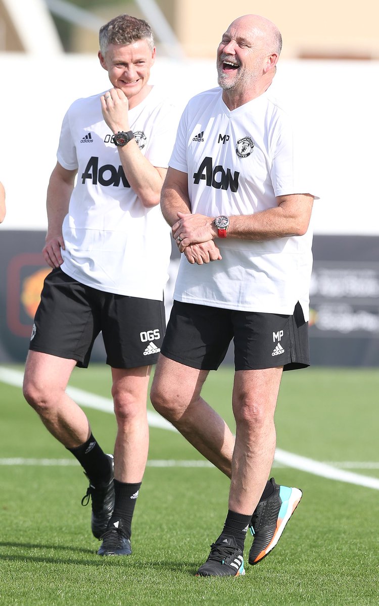 Well it’s a little warmer out here, The boys are working hard everyone’s smiling and the shorts are back #ManUtd #OGS 😂👍🏻