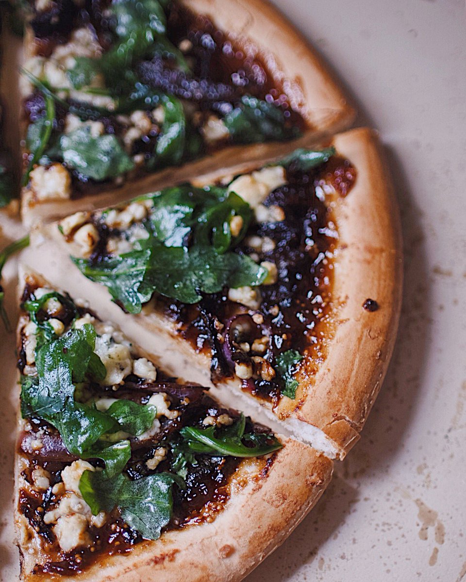Fig Tamarind Jam Pizza with caramelized onions, gorgonzola, and arugula - need we say more?
