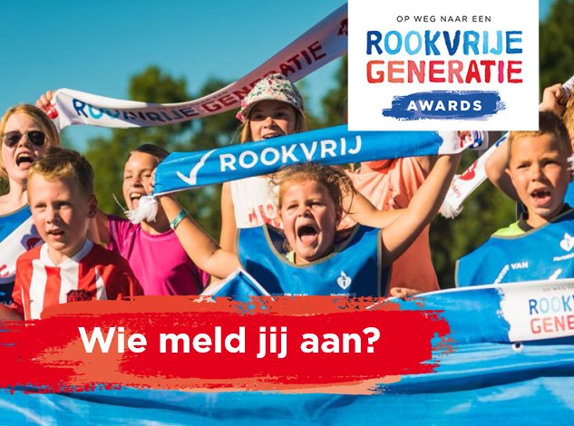 De #RookvrijeGeneratieAwards komen er weer aan! Heeft jouw school, sportclub, speelplek, gemeente, bedrijf of zorginstelling in 2018 impactvolle stappen gezet op weg naar een #RookvrijeGeneratie? Of ken jij iemand die zich heeft ingezet? Aanmelden kan via: bit.ly/2Fg0Ipd