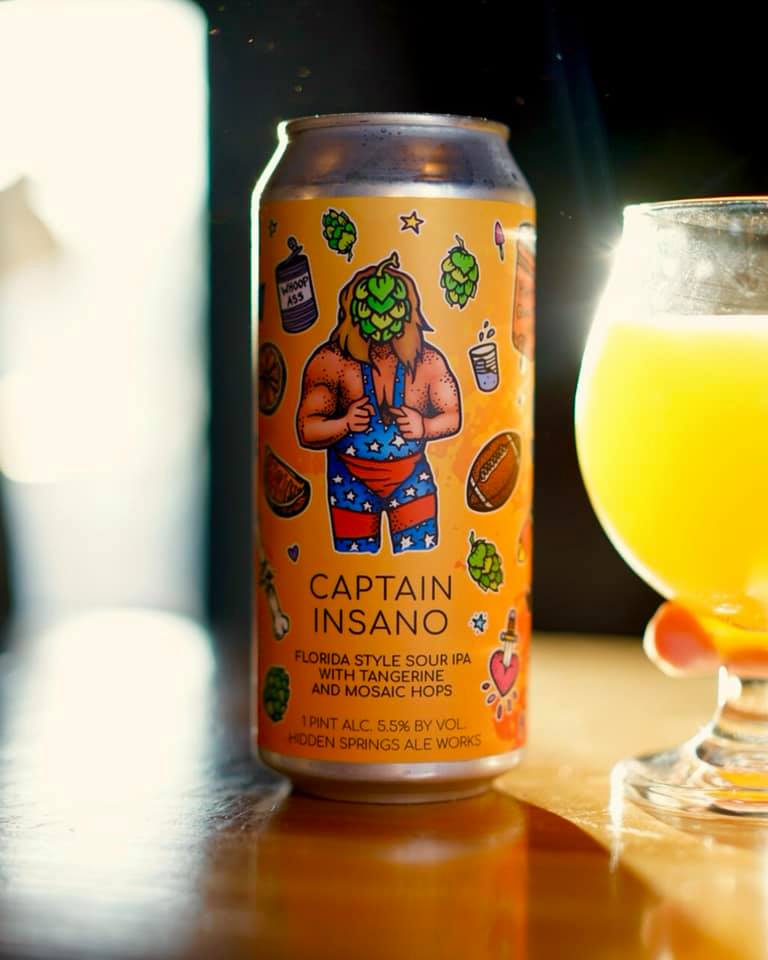 Locally brewed <a href="/HiddenSpringAle/">Hidden Springs Ales</a> Captain Insano 🤤🔥! Florida style sour ipa w tangerine + mosaic hops 6.2%