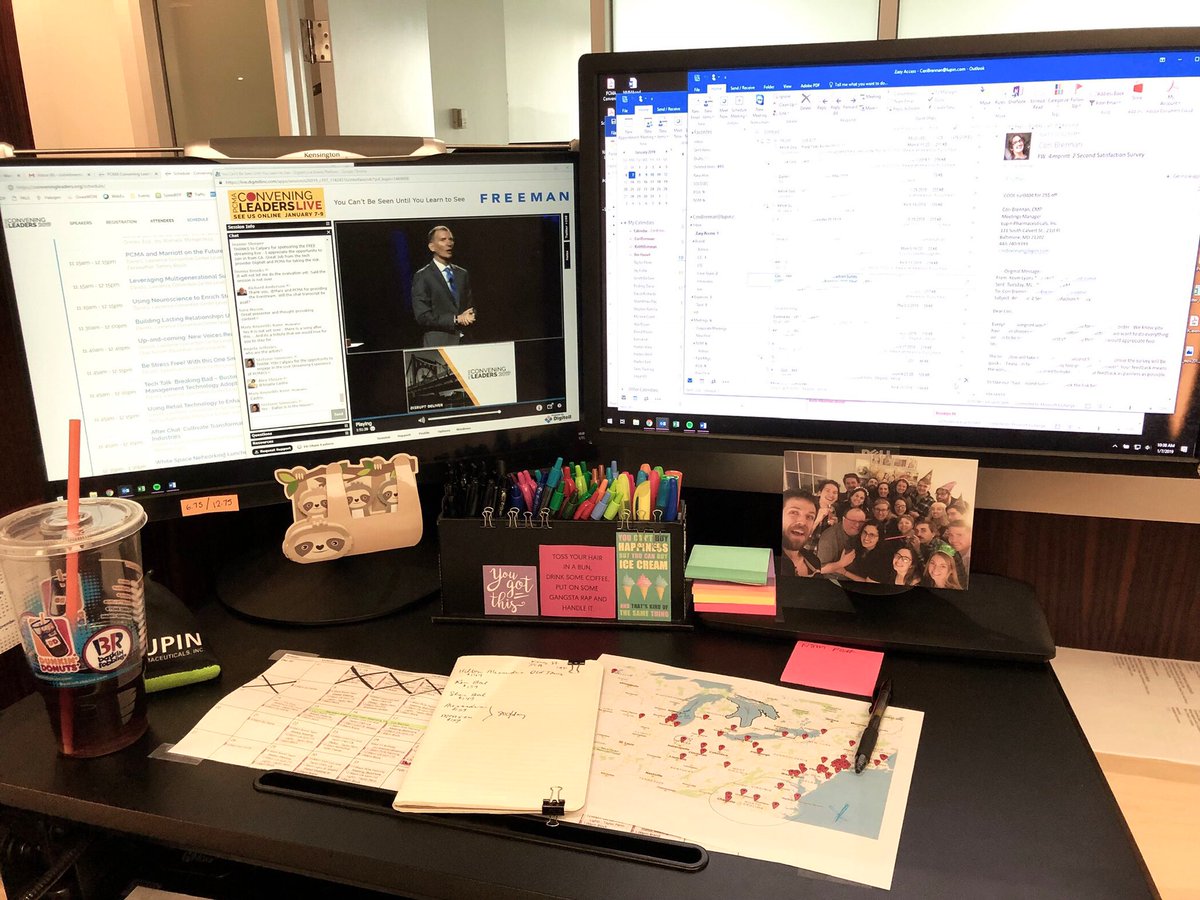 Two screens are always necessary. Working and virtually attending @pcmahq #ConveningLeaders this morning 😁 #PCMACL #meetingprofs