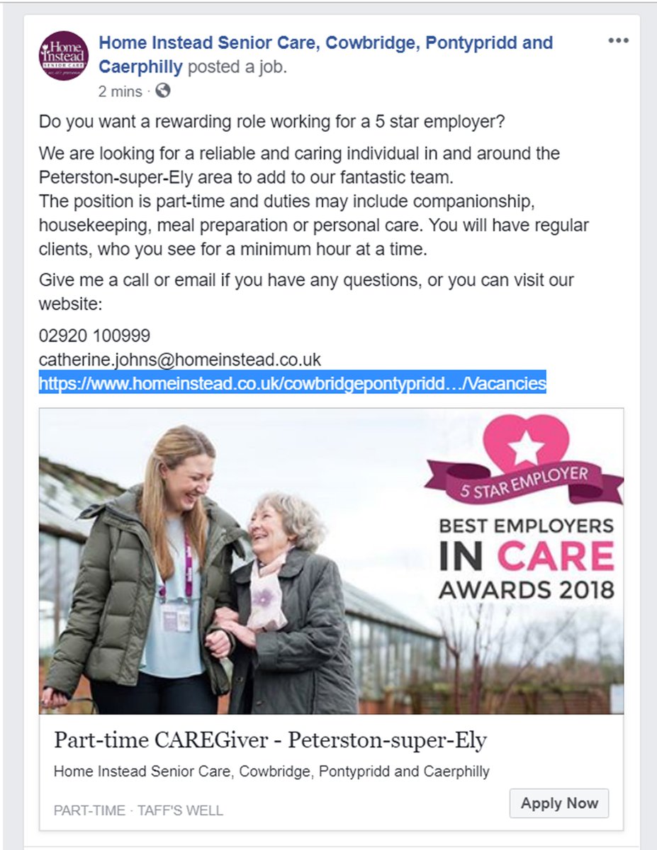 homeinstead.co.uk/cowbridgeponty…
#YouCanCare #CAREGiversOfCharacter #JoinTheTeam #RewardingWork