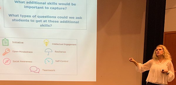 AimeeGruber's tweet photo. EMA's Dr. Meghan Brenneman discusses character skills assessment development during a presentation at @RumseyHall School yesterday. https://t.co/iykShC5O3C
