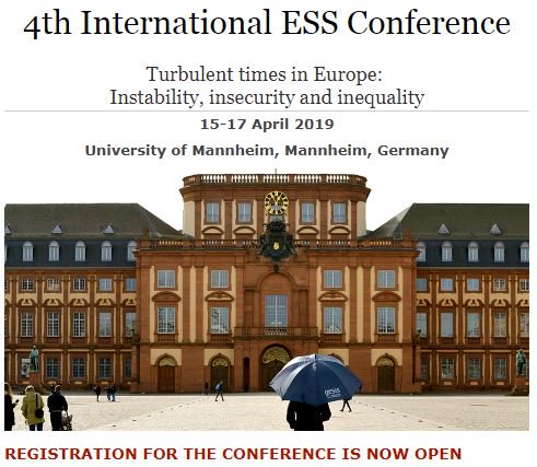 gesis_org's tweet photo. #ESS #conference: “Turbulent times in Europe: Instability, insecurity and inequality.” The 4th ESS will be held at the University of Mannheim in April 2019. Registration is now open! https://t.co/Ro02tF2XCH https://t.co/v7eSkvZHOc