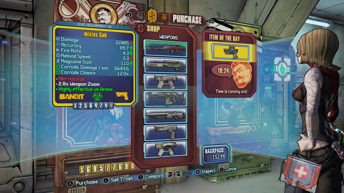 smrtoctopus's tweet photo. First ever Gub! Got it from the vending machine on Capitan Scarlett’s ship. #Borderlands2 #UVHM @Joltzdude139 https://t.co/6F2zNNvfqu