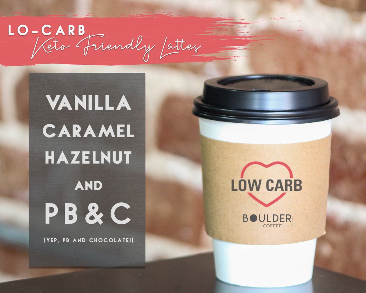 BoulderCoffeeOk's tweet photo. Lo- Carb Keto Friendly Lattes?

All of January enjoy our 12 oz Lo- Carb Lattes!

Choose from Vanilla, Caramel, Hazelnut, and PB&amp;C 
(Yep, PB and chocolate!)

All only 10 Carbs or less

Keep those resolutions! #newyear #keto #coffee #coffeeshop #SandSprings https://t.co/lZkYBld7SX