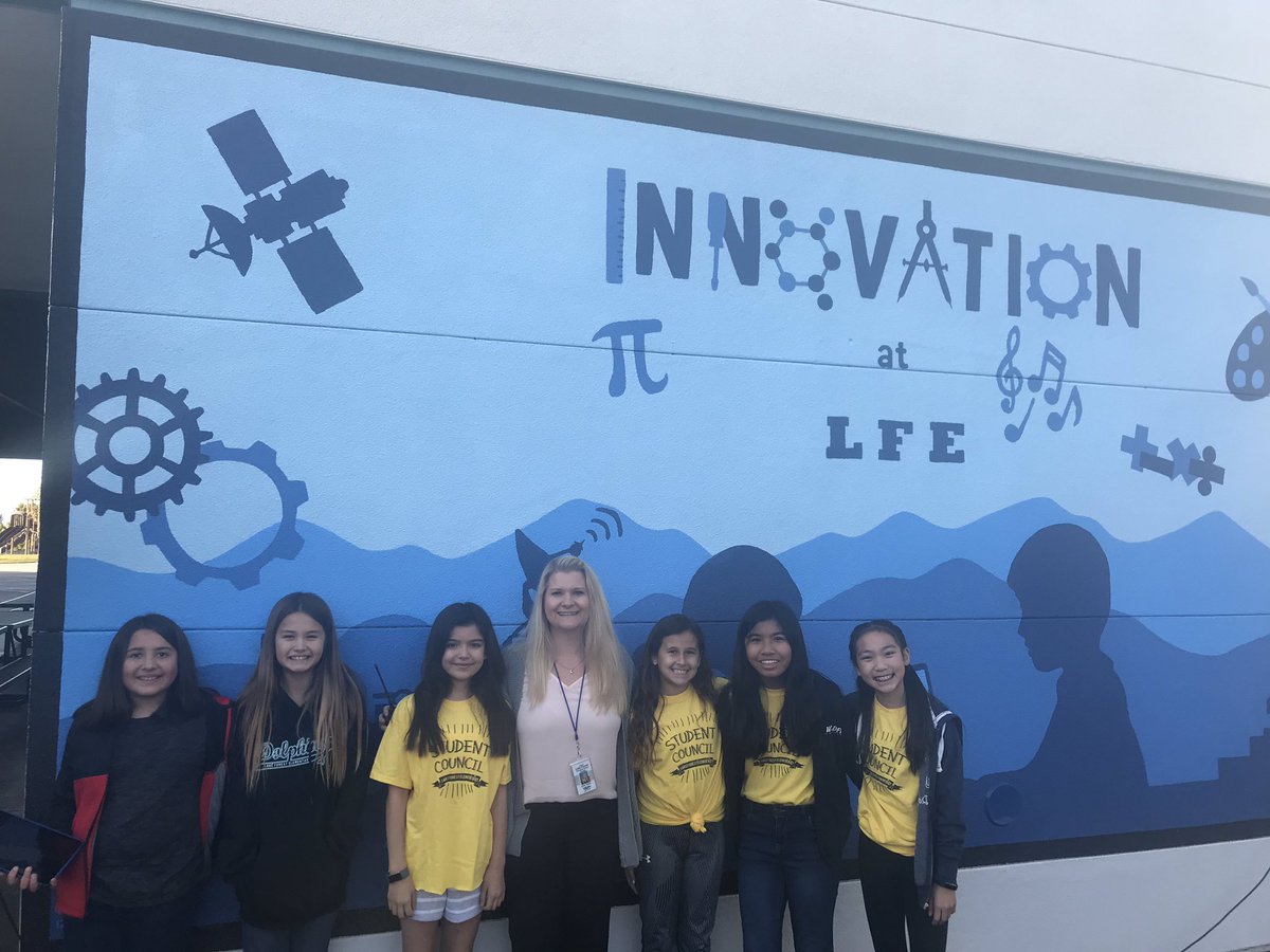 CoxCalifornia's tweet photo. Welcome back from break @LFEDolphins and happy #STEAM mural dedication day! The mural is sponsored by #CoxCommunications and designed and produced by #OperationCleanSlate! #community #givingback #education #studentsuccess https://t.co/7sCqrxMfji