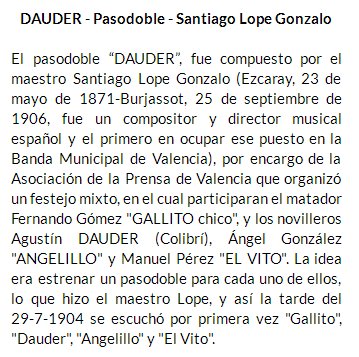 bmgetafe's tweet photo. DAUDER. Con este pasodoble abriremos nuestro #conciertoañonuevo2019
Del maestro Santiago Lope, fue un encargo de la Asociación de la Prensa de Valencia.
#bmgetafe2019 #BMG #Getafe #tuhacesbanda #soydelaBMG @aytogetafe
#feliz2019 #dauder #pasodoble https://t.co/2b61Gaj3bb