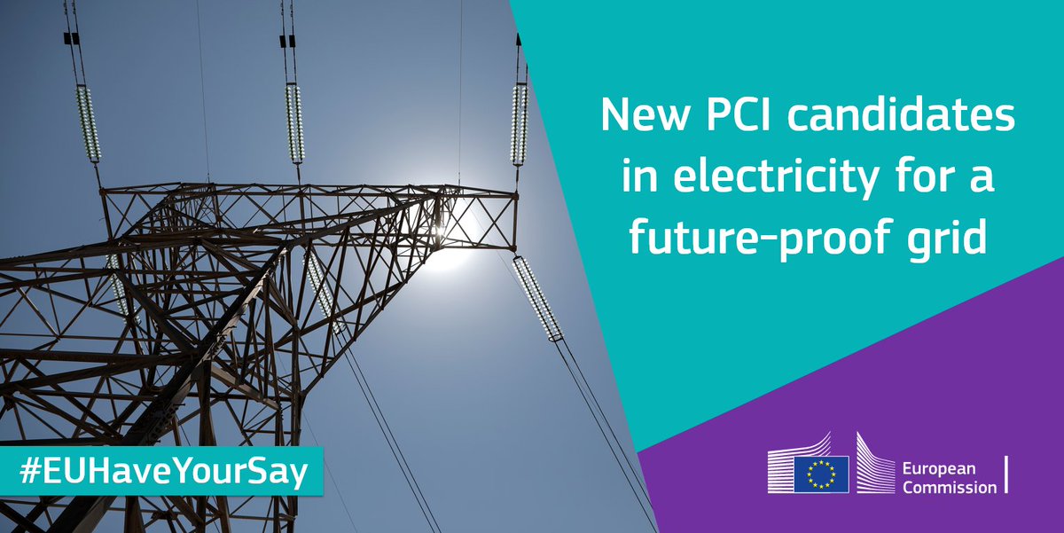 Have your say 📣on the future of EU electricity infrastructure! The consultation on Projects of Common Interest (PCI) candidates for the fourth #PCIList in #electricity is open for your input until 28 February! 
europa.eu/!KH43bN #PCIlist #EUHaveYourSay