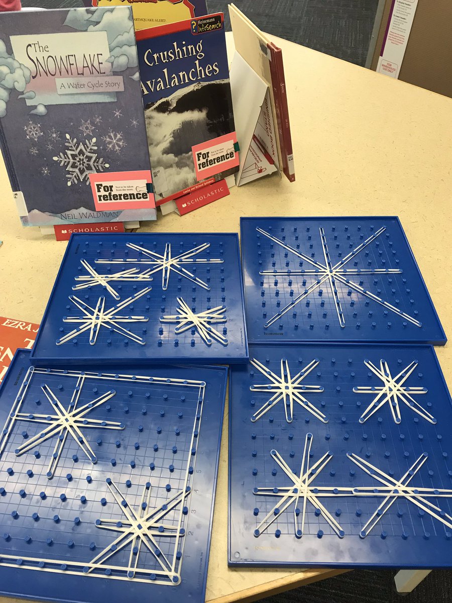 QspsL's tweet photo. January Makerspace Challenge—can you make snowflakes using elastics and a geoboard?  Yes, yes we can! @QueenStreetPS @QspsL https://t.co/hEHDRujTd9