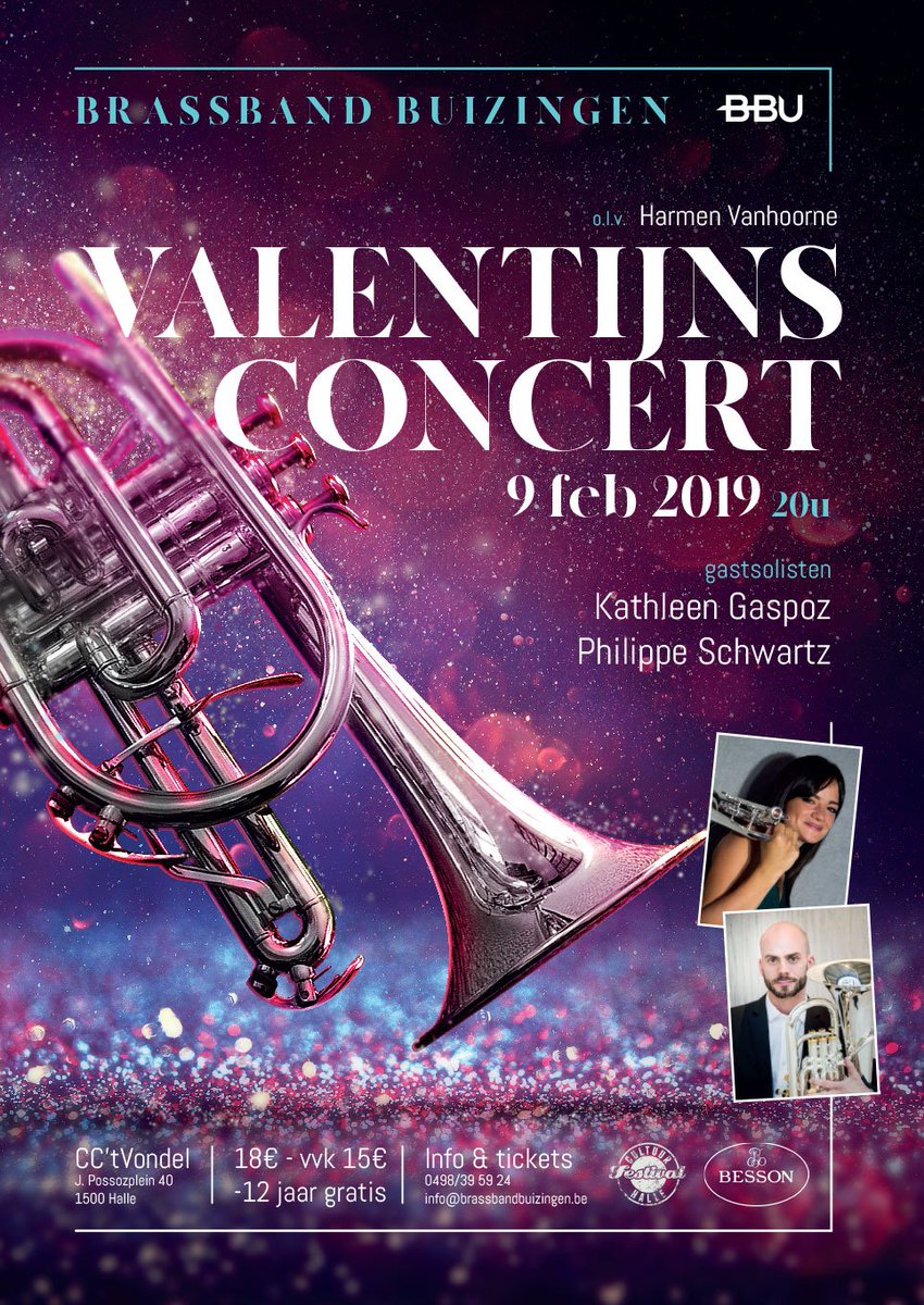bbu_band's tweet photo. Valentine Concert 9 Feb 2019 with Kathleen Gaspoz and Philippe Schwartz, conducted by @HarmenVanhoorne ... Welcome ! 
https://t.co/eHAFTb6t8e https://t.co/5AHMtTkHFk