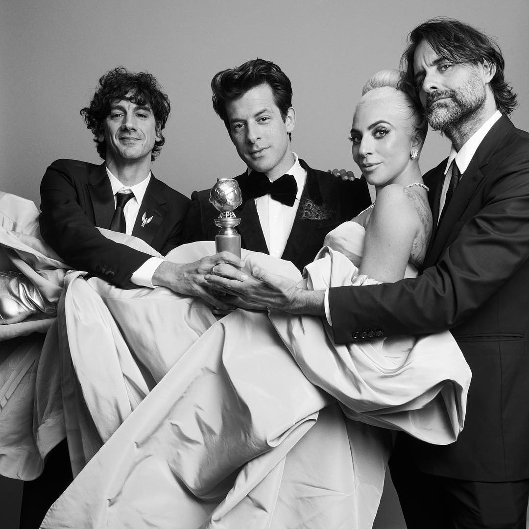 Congratulazioni!! ❤️ #LadyGaga , #MarkRonson , #AnthonyRossomando, and #AndrewWyatt for "Shallow" - Best Original Song - Motion Picture - A Star Is Born #starisbornmovie. Photo by #PaolaKudacki