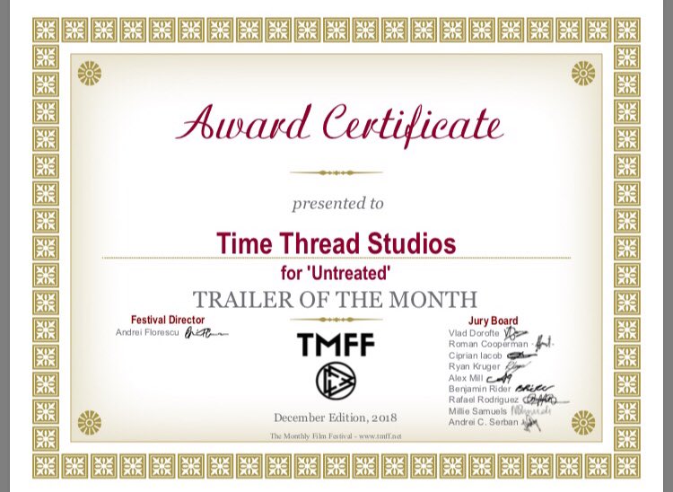 TimeThread_'s tweet image. We have received our certificate! Thanks everyone for the support! Can’t wait for the 🏆📸🎬💥
#trailer #film #director #producer #composer #production #Filmmaking #filmmakers #musiccomposition