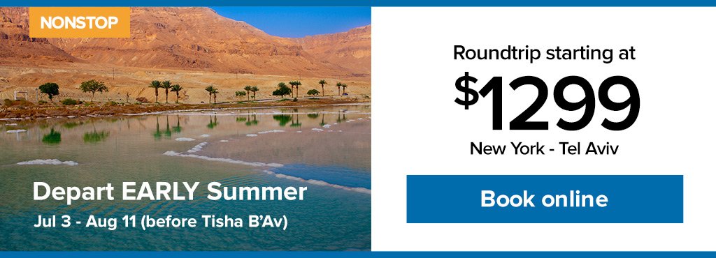 DoAllTravel's tweet image. Summer fares to Israel are now slashed! Save up to $130 on nonstop flights when you book by January 31.
