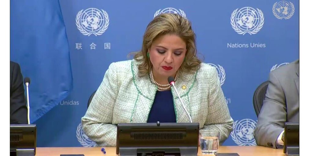 alexisponce's tweet photo. #URGENTE | Gobierno de Guatemala da por terminado acuerdo con #CICIG.  Anuncio fue realizado por la canciller Sandra Jovel, en sede de la #ONU en Nueva York. https://t.co/ZnKKY82iAY