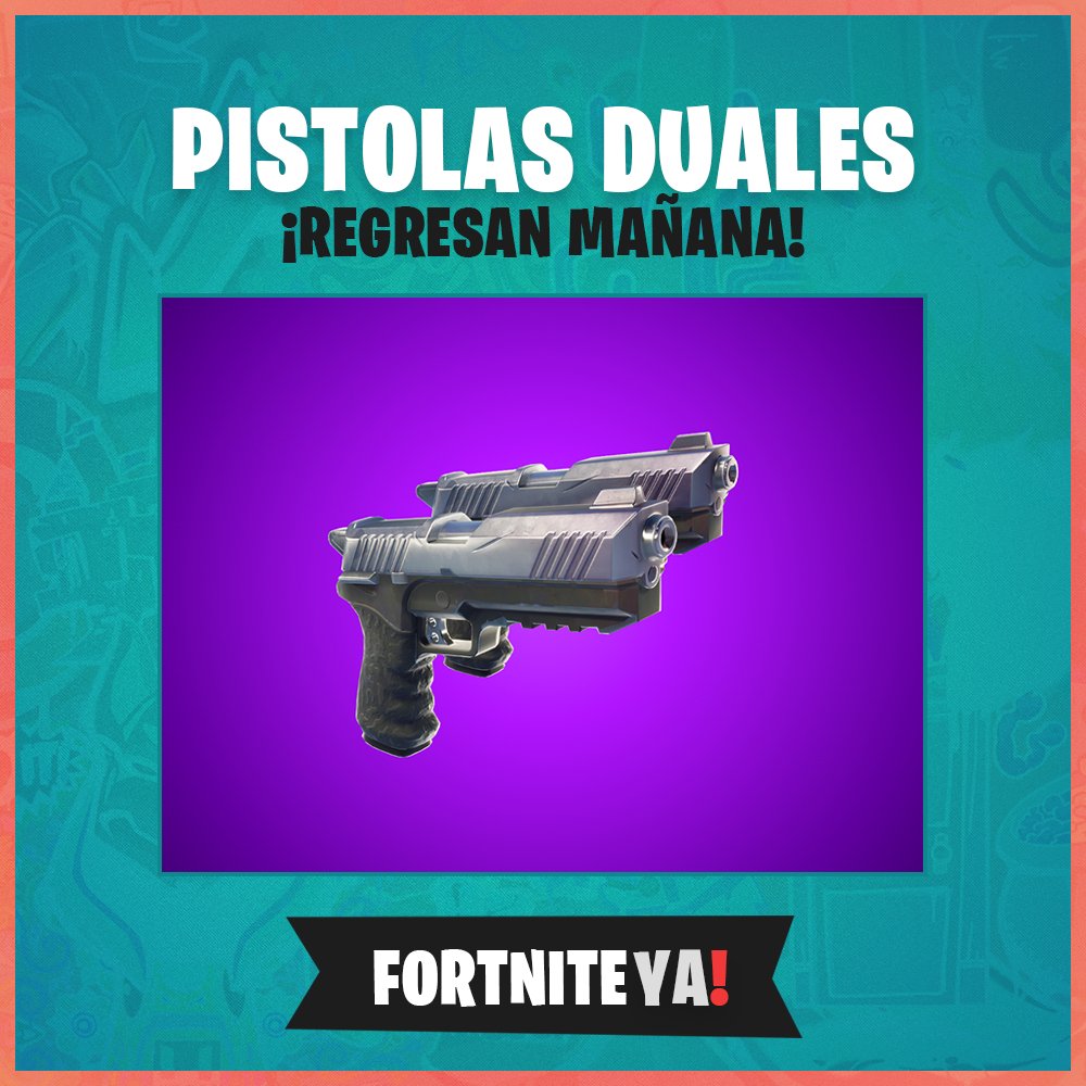 fortniteyaok's tweet photo. Según el diseñador principal de EpicGames, Eric Williamson, la actualización de contenido de mañana, 8 de Enero, traerá de vuelta las pistolas duales, además de ajustes en los objetos Alatormenta, Estéreo y Dinamita. 
#FortniteNews #FortniteCommunity #FortniteYA #FortniteBR https://t.co/ivDDnPrMtR
