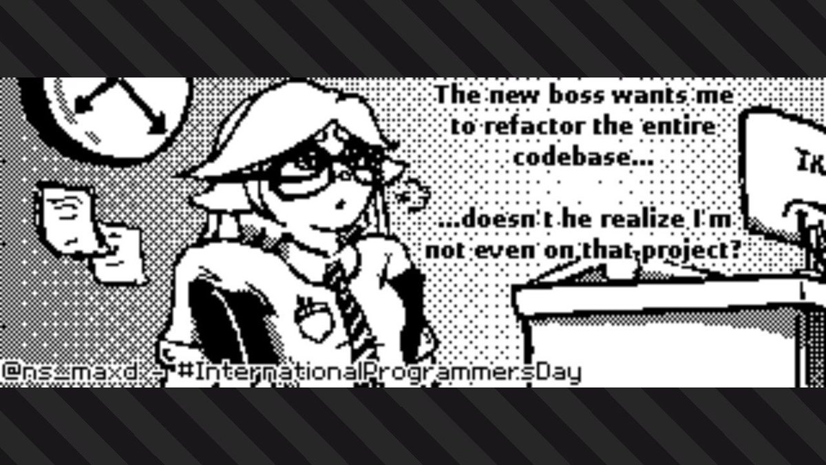 ns_maxd's tweet image. A sneak peek into an alternate timeline for #InternationalProgrammersDay. #Splatoon2 #NintendoSwitch