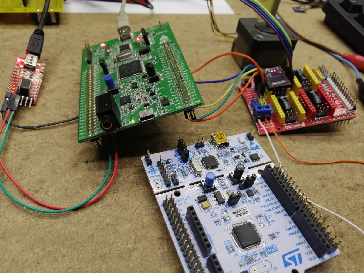 hubmartin's tweet image. GRBL-Advanced project runs fine of #STM32F4. But I would need to port it to #STM32F3 Nucleo with Arduino pinout to spare some wires for all the axes :)
github.com/Schildkroet/GR…