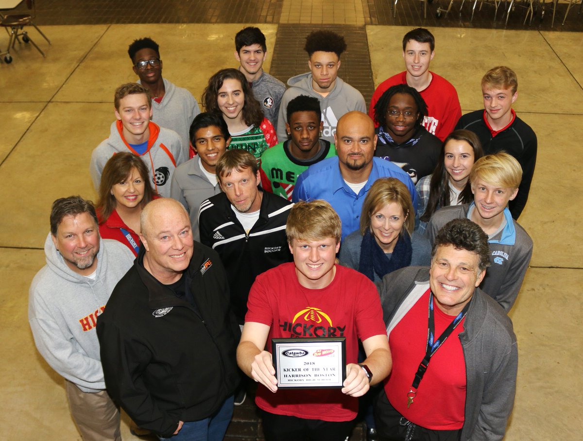 hickoryschools's tweet photo. Hickory's Harrison Boston wins Catawba County Kicker of the Year! Thanks to Catawba Shoe/WNNC--and all his great coaches at HHS! Congrats, Harrison! #hickoryschools #kicktowin #tiedwithSuccop https://t.co/WypIlXngCd