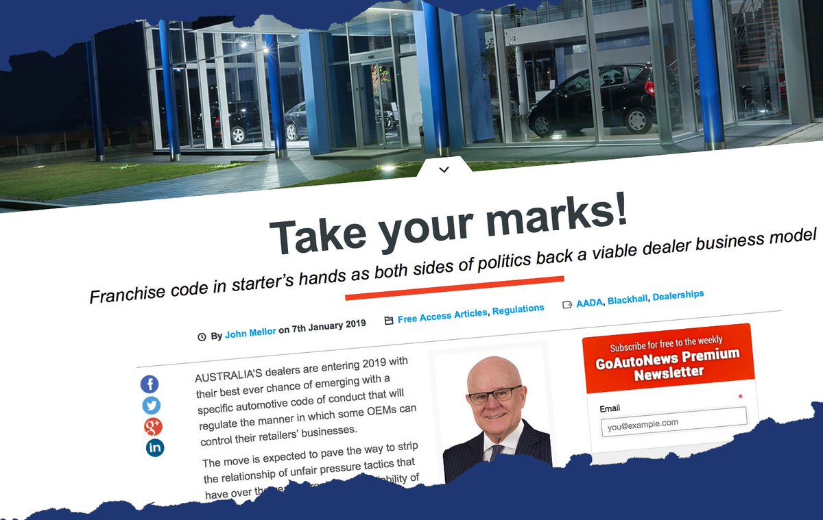 AADA_ASN's tweet photo. Australia’s dealers are entering 2019 with their best ever chance of emerging with a specific #AutomotiveCode of conduct. The CEO of the @AADA_ASN David Blackhall described the developments as “a great start”. Read article: https://t.co/FJyE7IcaV8 …
#AutomotiveDealers @GoAuto https://t.co/2gn4nb3SGE