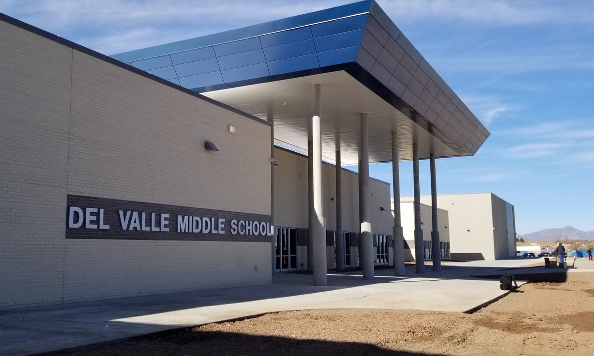 YsletaISD's tweet photo. We're at the new Del Valle Middle School for a ribbon cutting to officially open the new school. Check out our LIVE video on our Facebook page at noon. #THEDISTRICT #WeDeliverExcellence https://t.co/6HcNCLj0d8