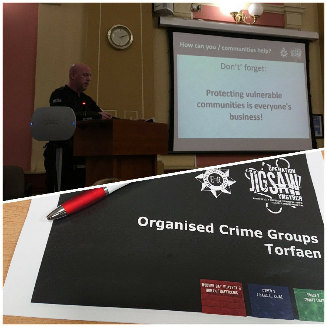 We met with Councillors today from @torfaencouncil. Improving our partnership working & presenting what is being done to tackle #SeriousOrganisedCrime. Thank you to all that attended & asked questions. #PCEllis #OpJigsaw @CrimestoppersUK @Wales_CS @gpcwmbran @GwentPCC @CS_TCBC