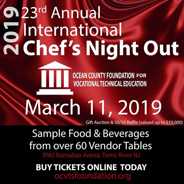 OCVTS's tweet photo. 2019 Chef's Night Out (March 11th) Sample food & beverages from over 60 vendors, 50/50 valued up to $10,000 & Gift Auction. Biggest party in Ocean County. Tickets https://t.co/Gro8ttQYYX #wearetr #tomsriveronline #oceancounty #tomsriver #ocvts #chefsnightout #njchefs #njbrewery https://t.co/M5AoqDWzGC