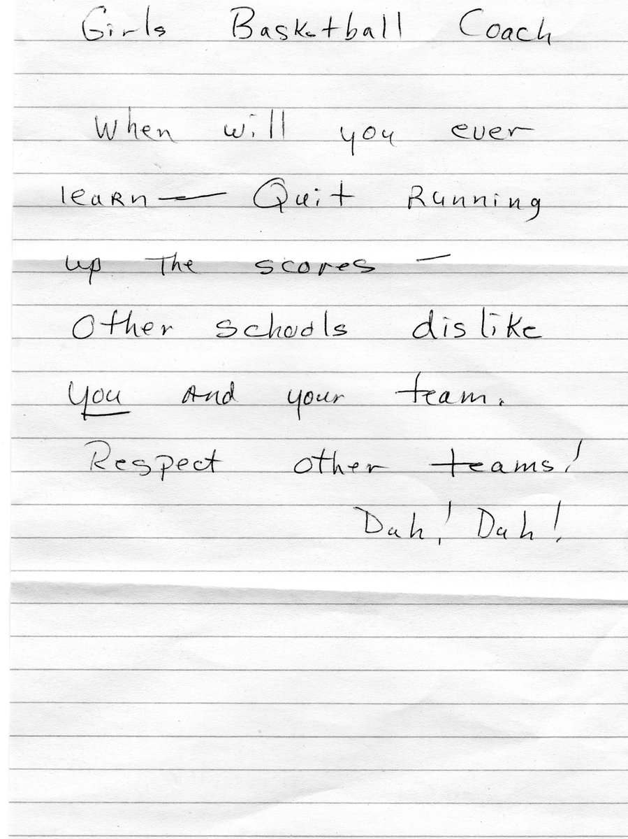 gregorywbennett's tweet photo. High school coaches love to get fan mail........especially the anonymous kind! (It is always good to know that you have brought joy into someone else's life.) #hoops #fanmail #Anonymous #JoyNews https://t.co/Rd0511EERW