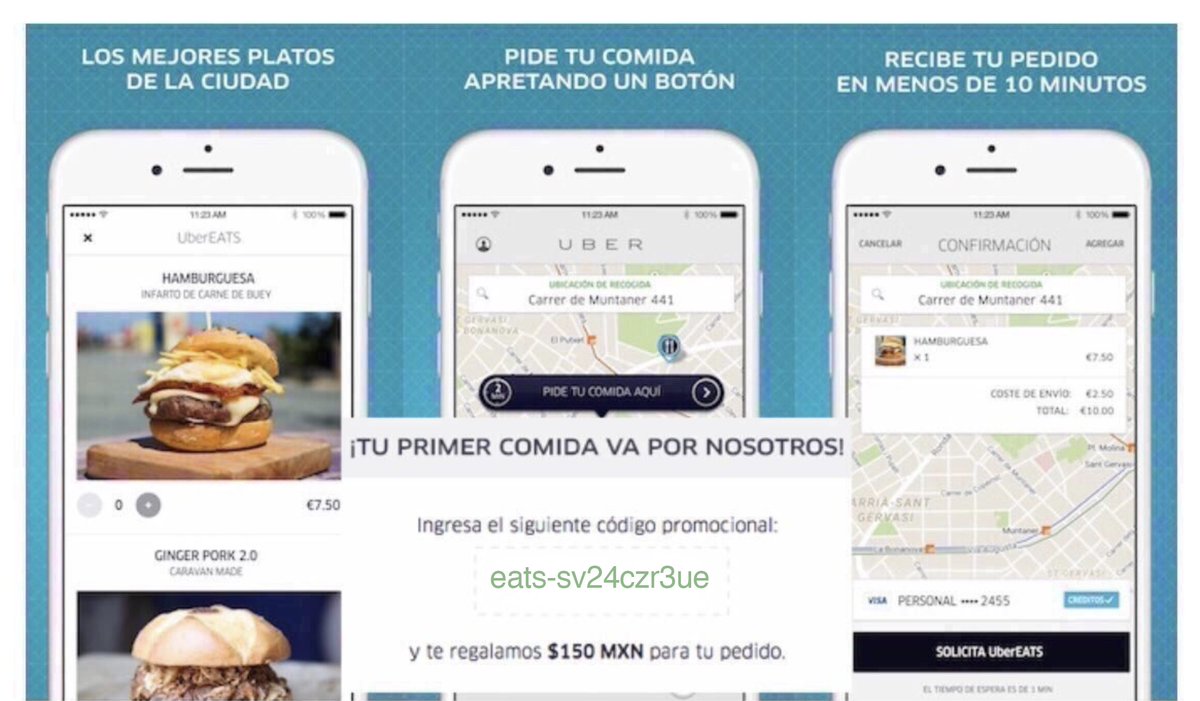 Codigospromos's tweet photo. Uber Eats en #Querétaro comida de tu restaurant favorito, mismo precio carta. Ingresa código: eats-sv24czr3ue. https://t.co/KfeW0FnUXN  y te regalamos $150. #SeriaUnMejorLunes #FelizLunes #RegresoAClases #JuanGabriel #BuenLunes #FelizInicioDeSemana #iniciodesemana #Poderoso https://t.co/Q1Ynokvz6H