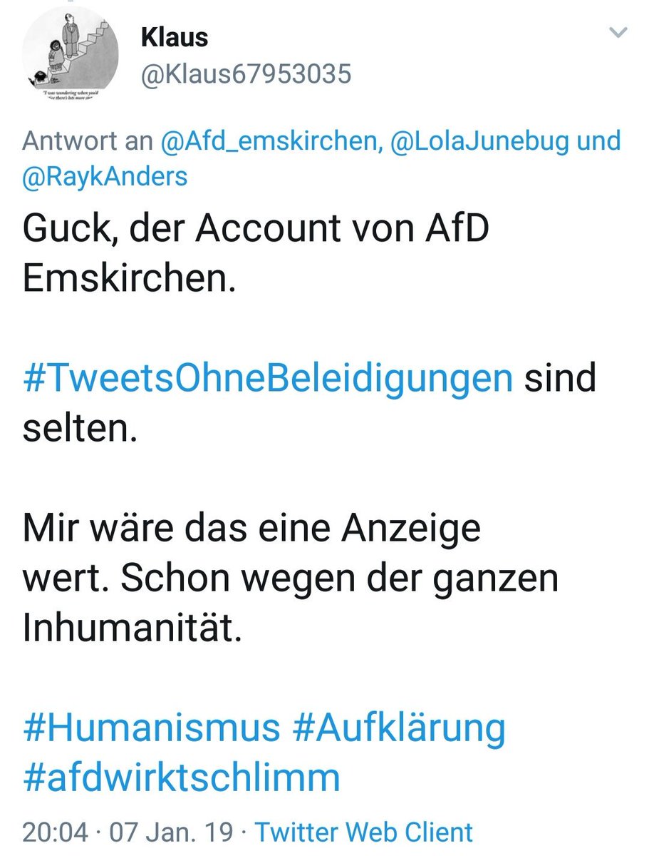 Afd_emskirchen's tweet photo. Na dann, viel Erfolg Klausi!

Macht mir richtig Angst, wenn jemand Anzeige mit Strafantrag verwechselt. Aber hey, ich beleidige auch gerne deinen Anwalt #anzeige https://t.co/JKHSqv7xnV