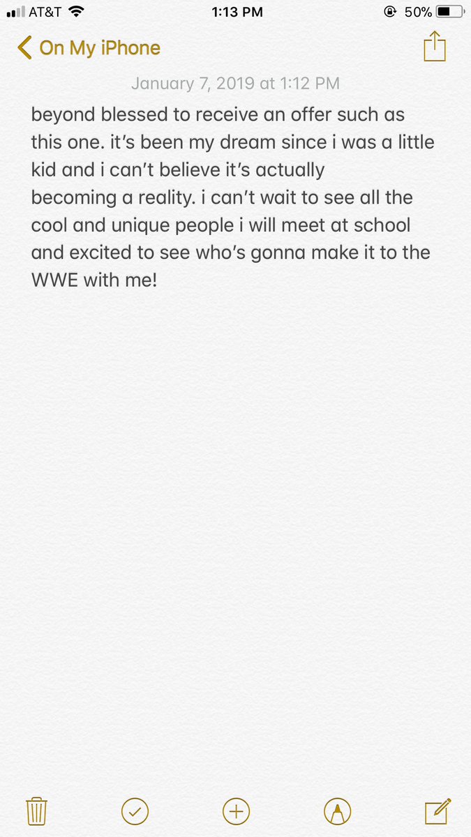 Sammmkiser's tweet photo. I’m finally proud to announce that after this semester of college i will be moving to florida to attend the official training school of the WWE! i can’t believe my dream is turning into reality and i get to attend an experience like this. thank you to everyone who’s supported me! https://t.co/HoBO67jZVb